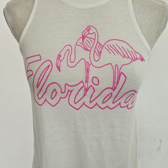Florida White Hot Pink Flamingo Tank Top - Picture 2 of 8